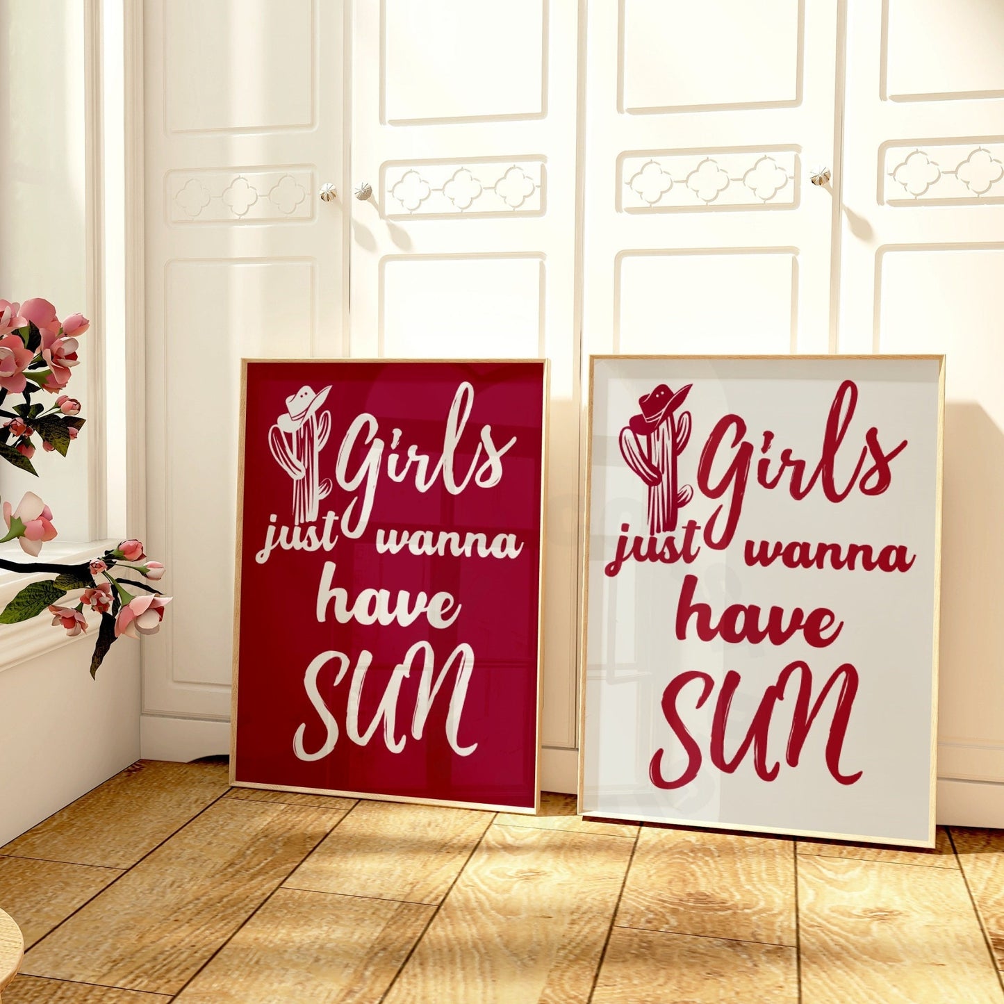 Vintage Red Girls Just Wanna Have Sun Poster