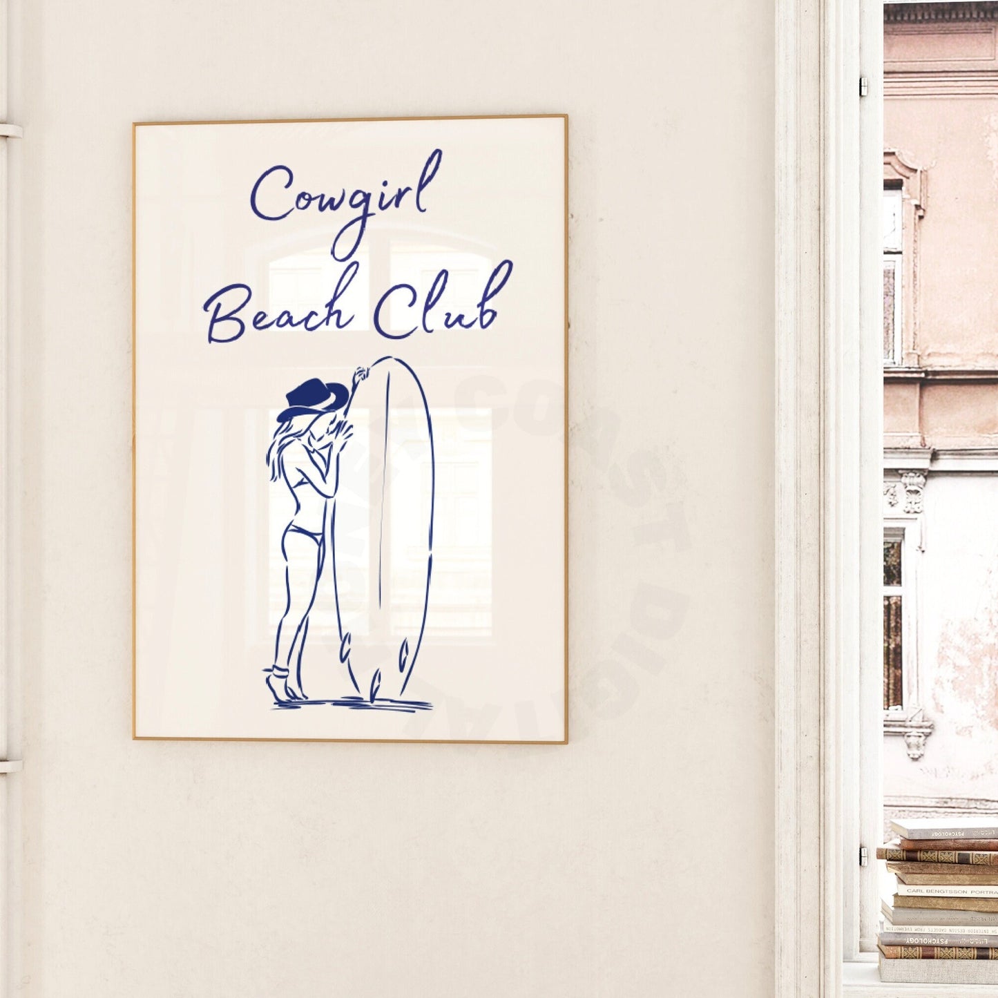 Navy Cowgirl Beach Club Digital Prints