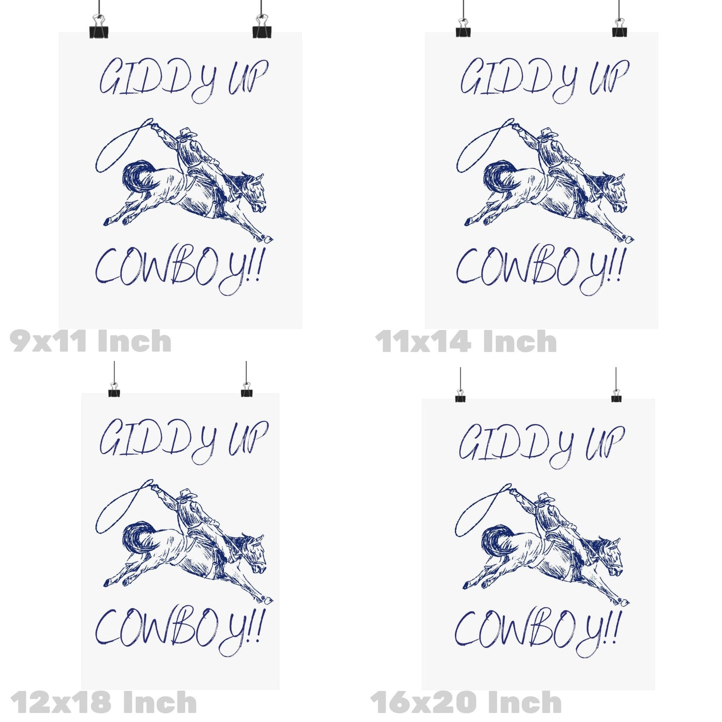 Navy Giddy Up Cowboy Poster