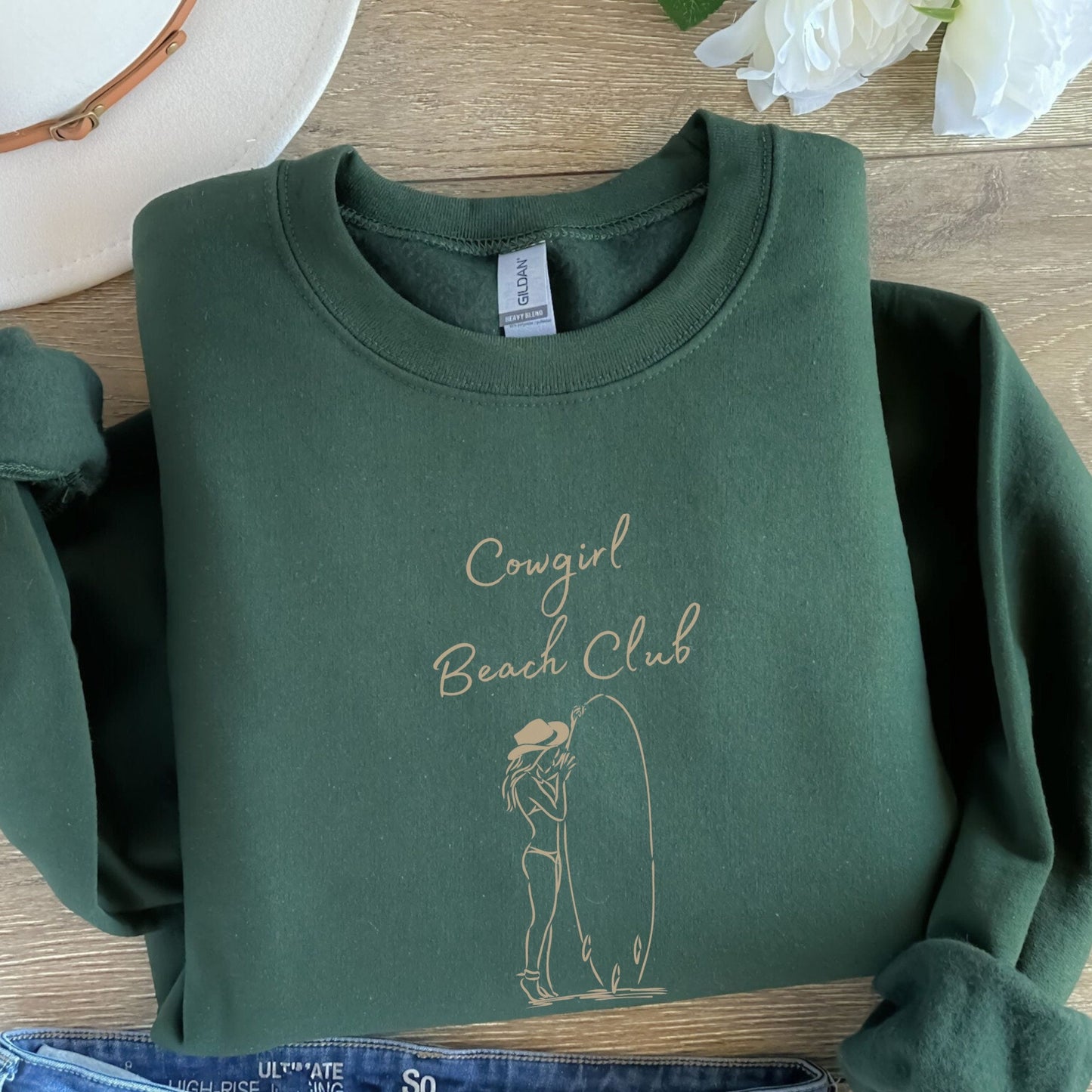 Neutral Beach Club Girl Sketch Sweatshirt
