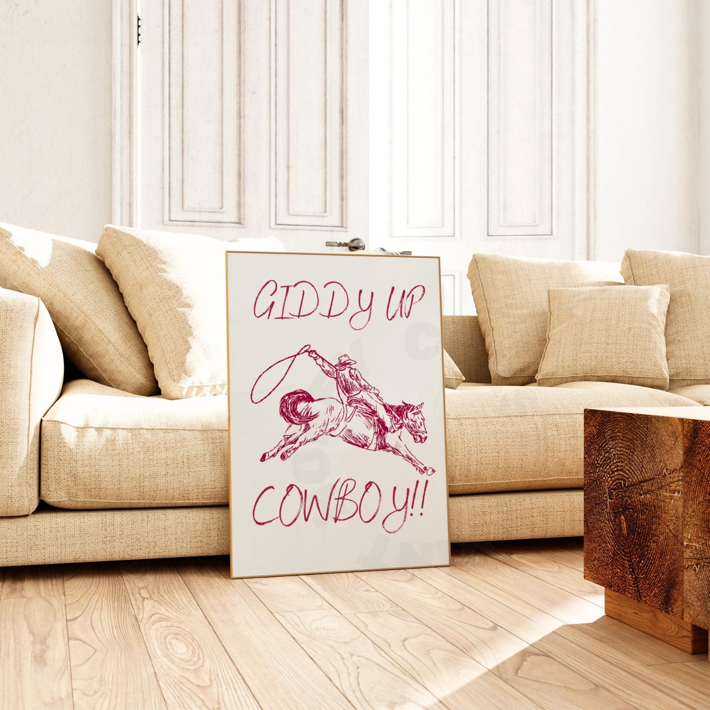 Vintage Red Giddy Up Cowboy Digital Prints