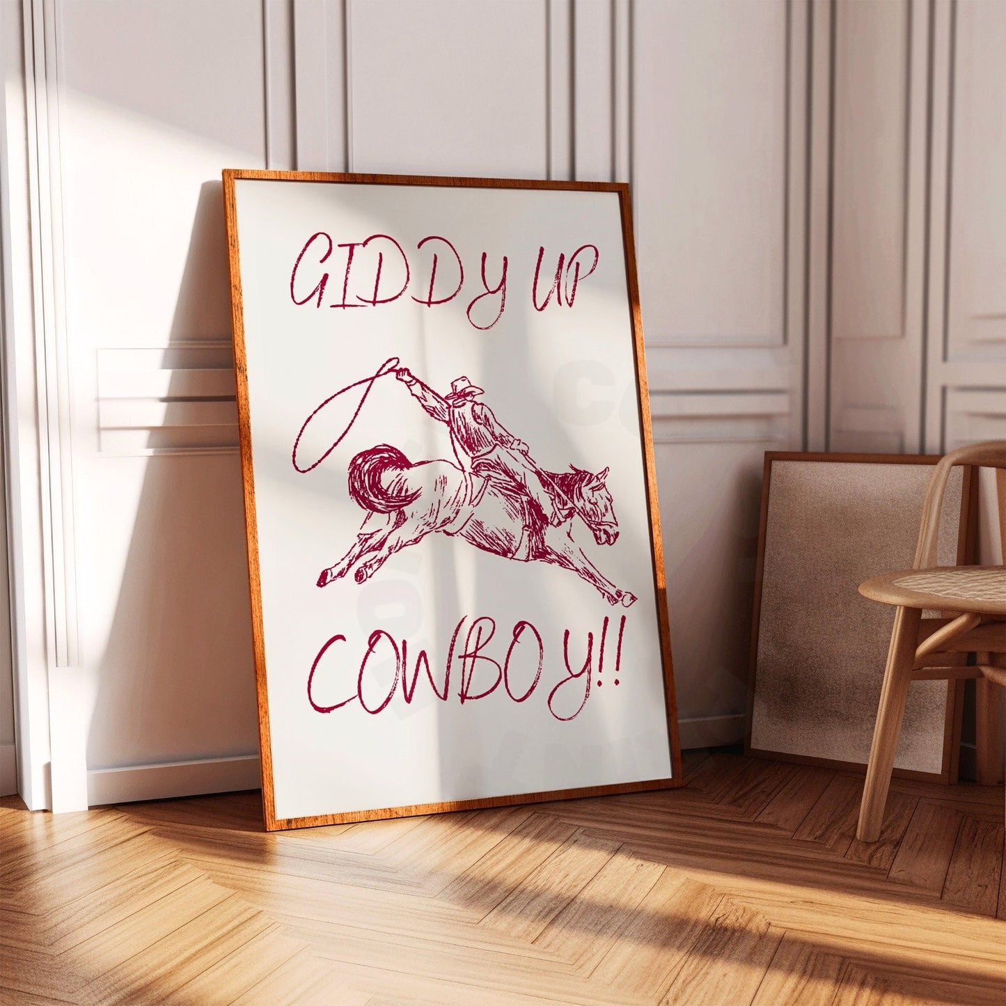 Vintage Red Giddy Up Cowboy Digital Prints