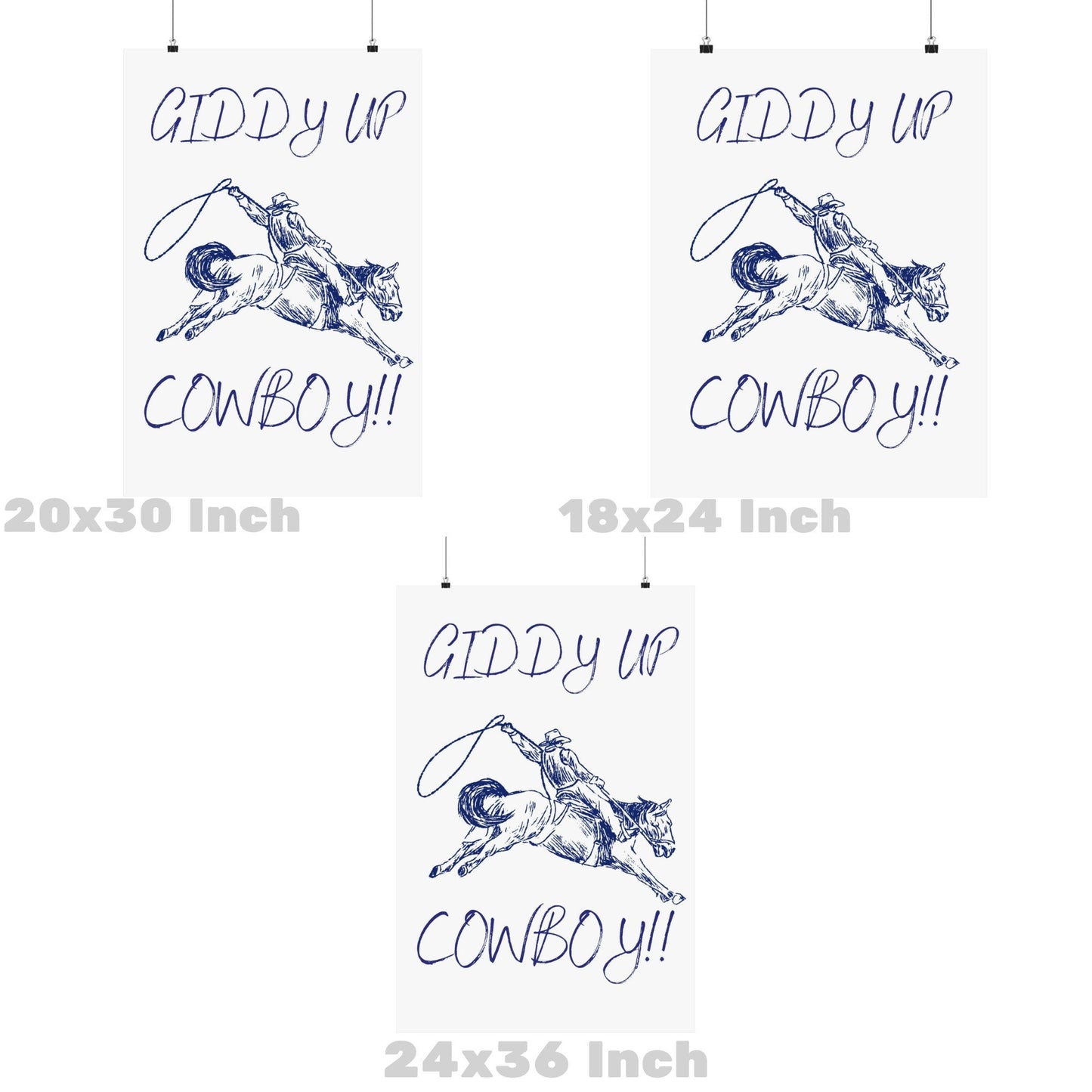 Navy Giddy Up Cowboy Poster