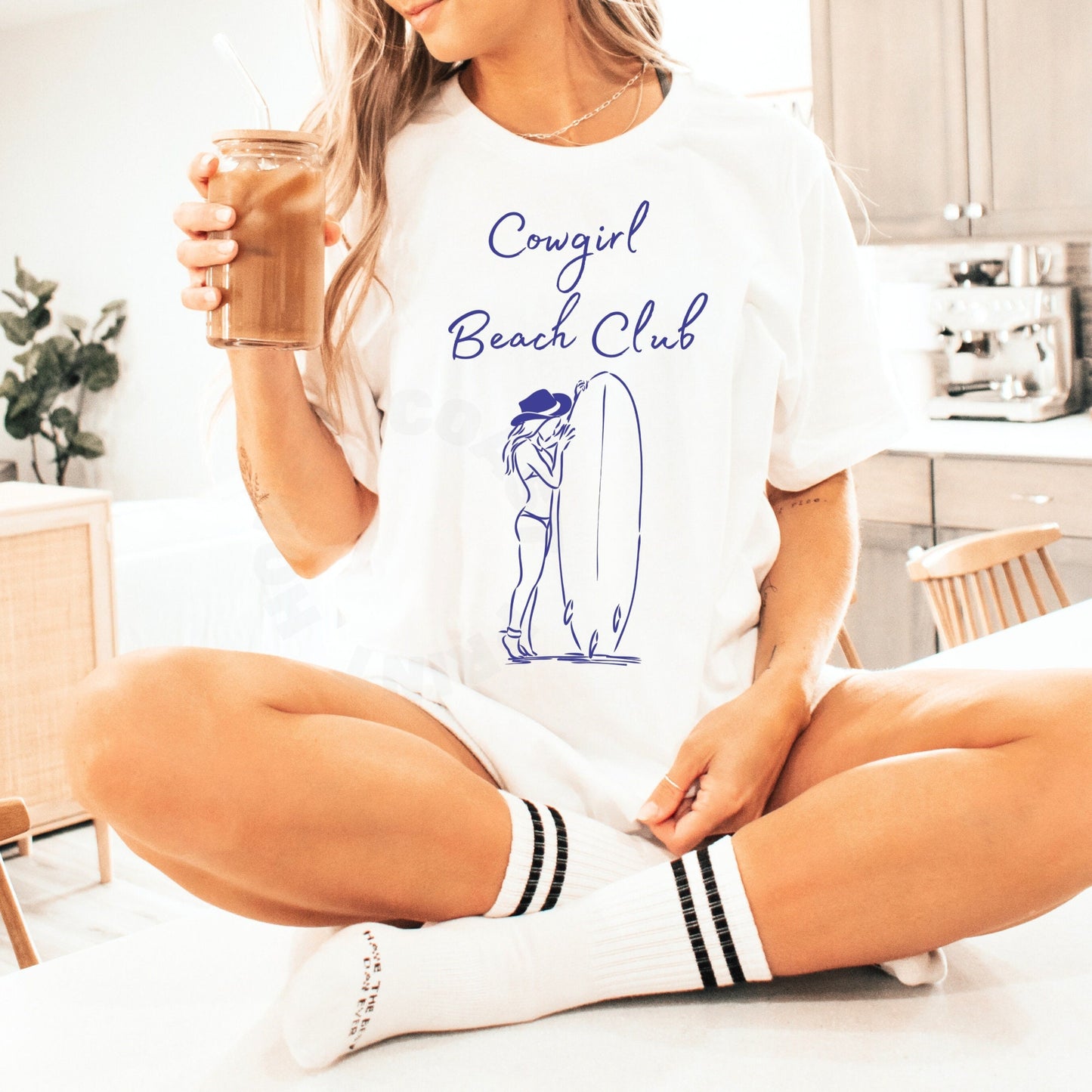 Navy Cowgirl Beach Club T-Shirt