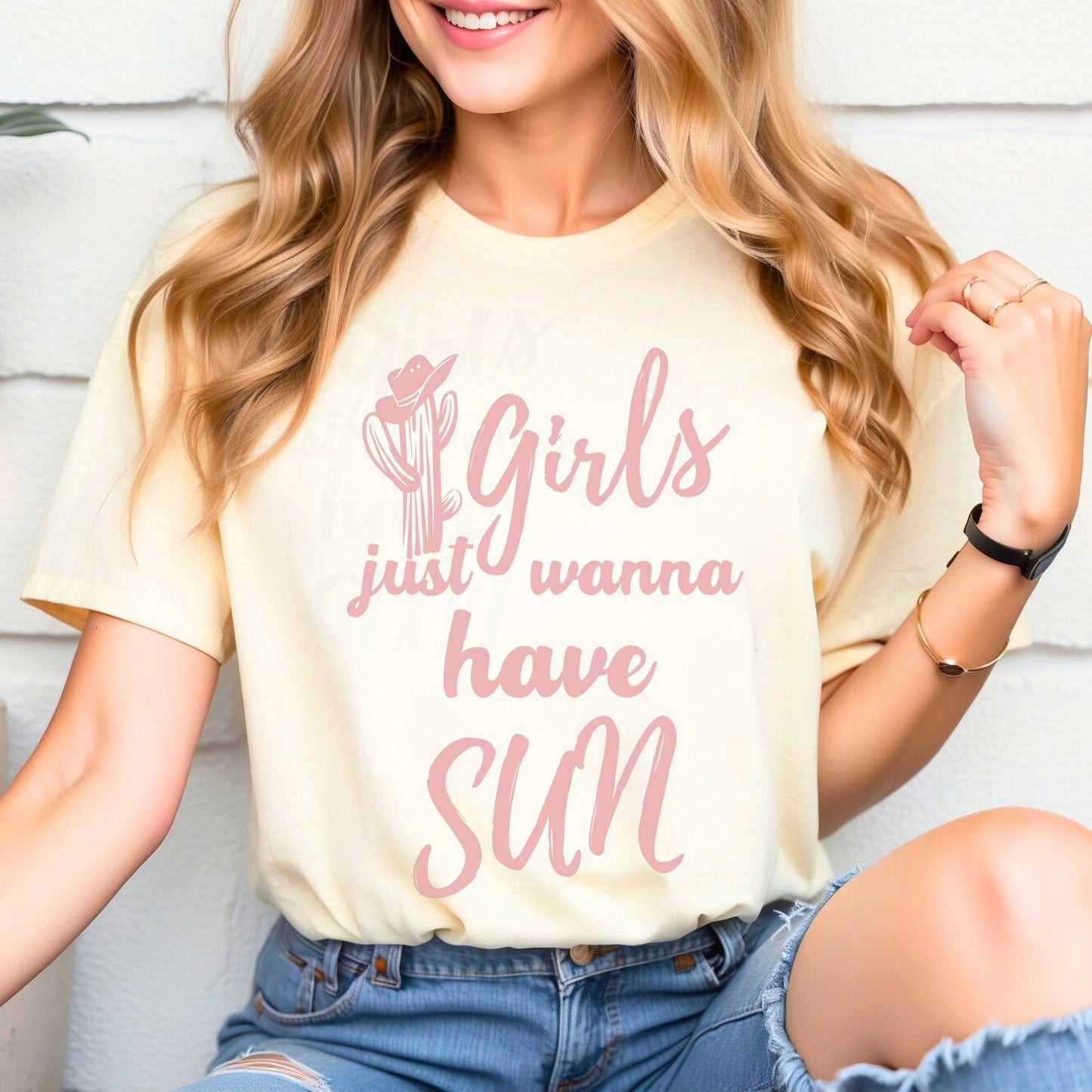 Pink Girls Just Wanna have Sun T-Shirt