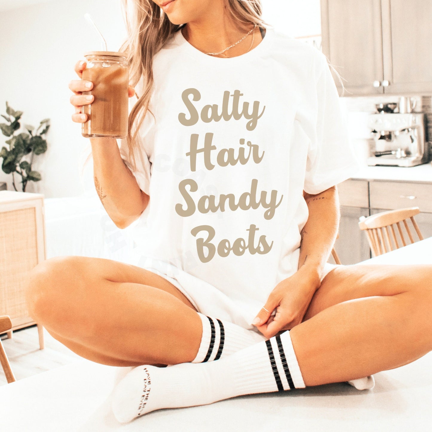 Beige Salty Hair Sandy Boots T-Shirt