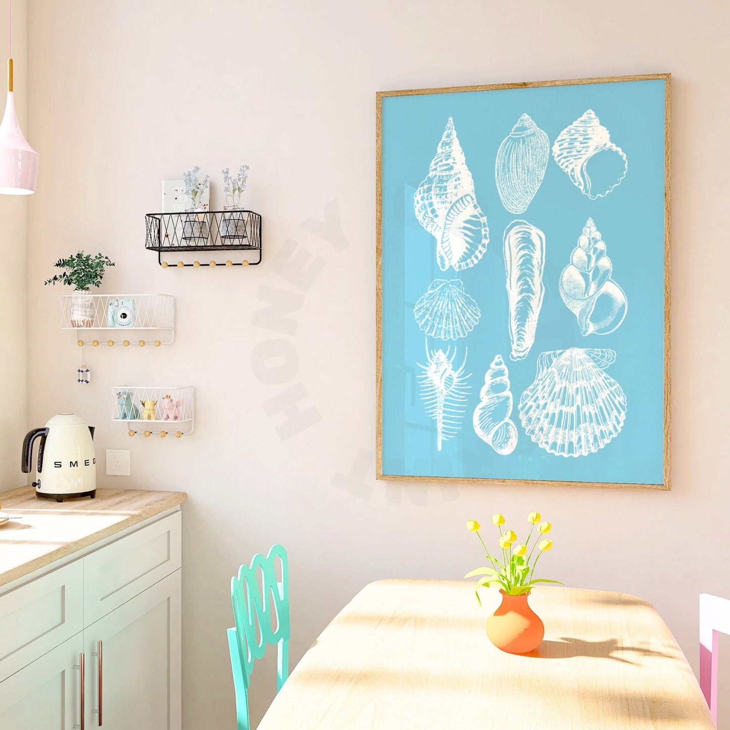 Surf Blue Seashells Digital Prints