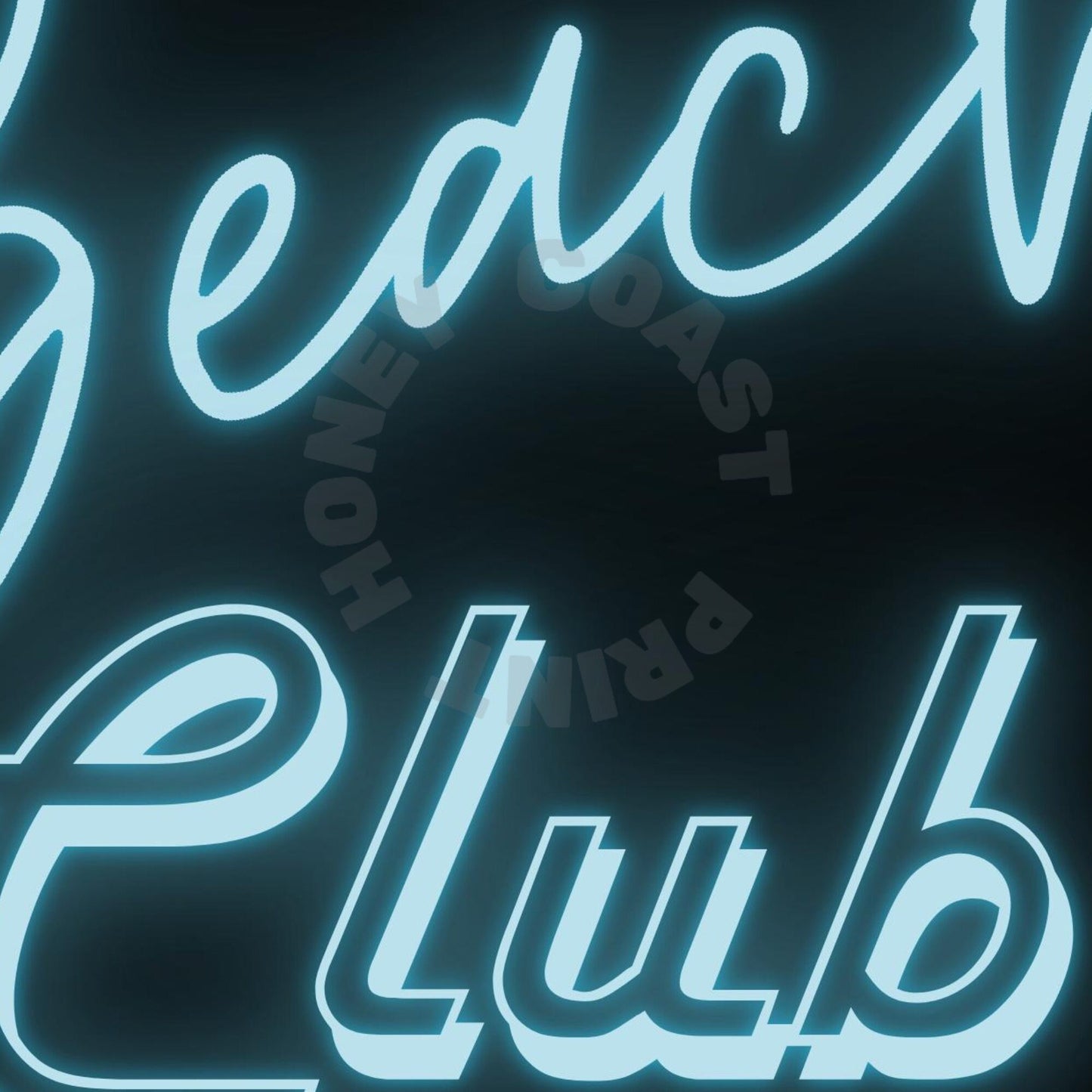 Blue Coastal Cowgirl Beach Club Neon Sign Digital Prints