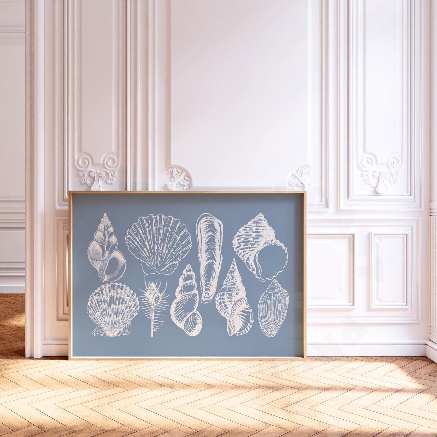 Landscape Coastal Blue Seashells Poster