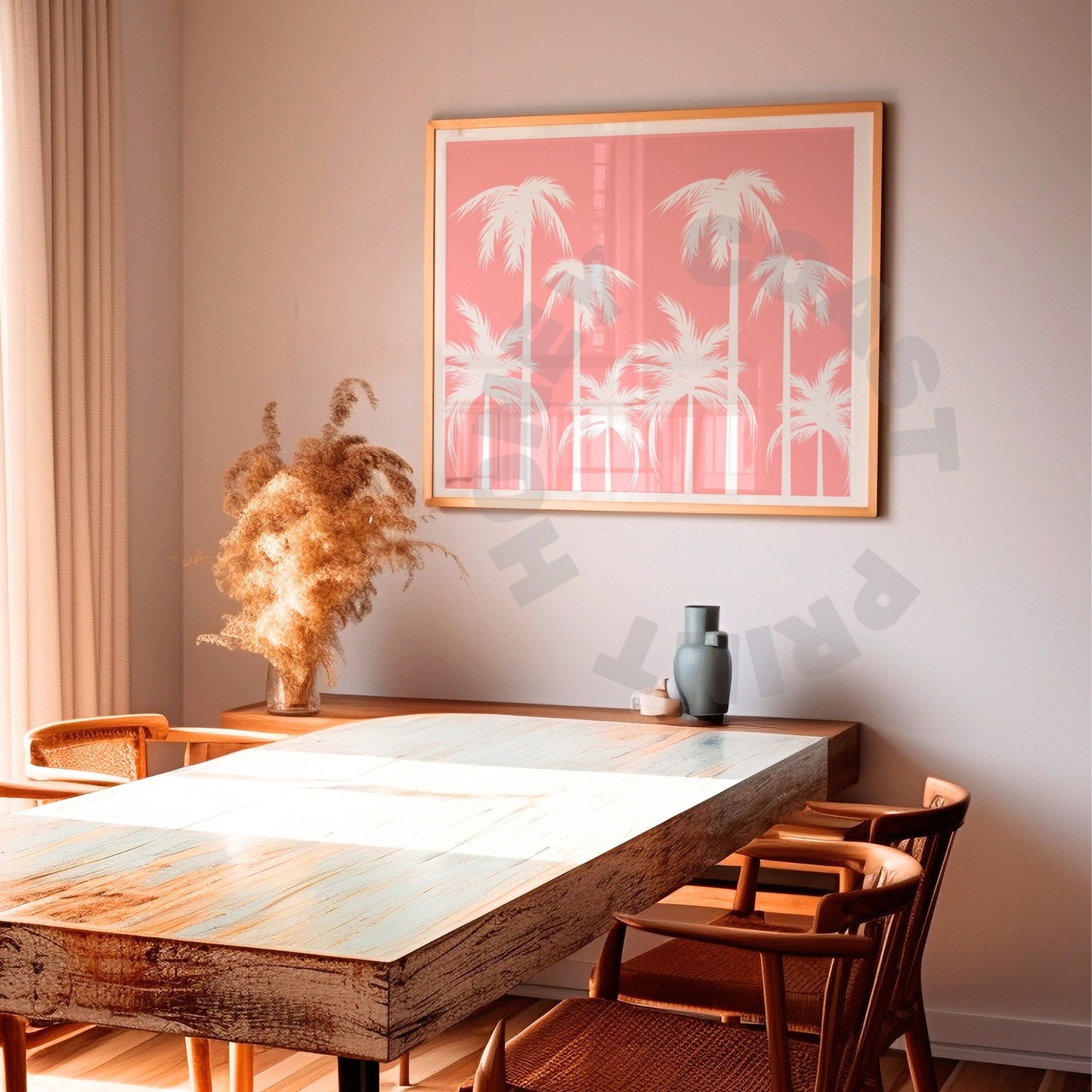 Landscape Pink Palm Trees Poster