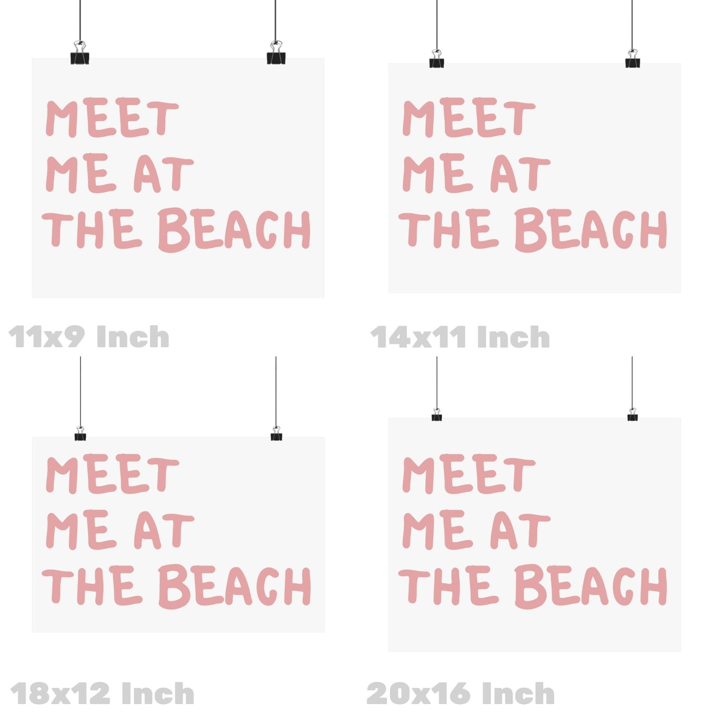 Pink Meet Me At The Beach Poster
