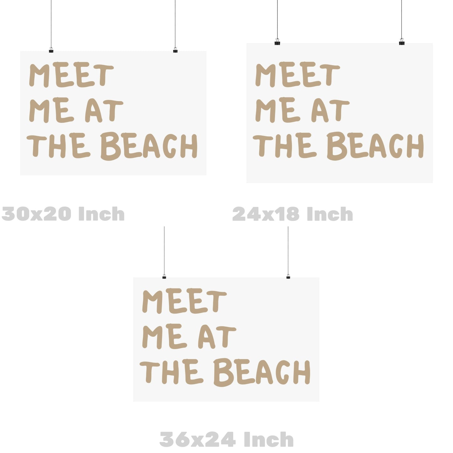 Beige Meet Me At The Beach Poster