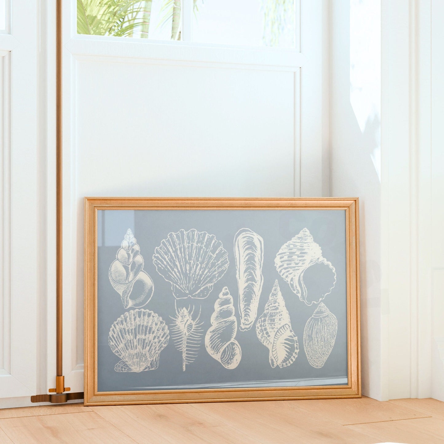 Landscape Coastal Blue Seashells Poster