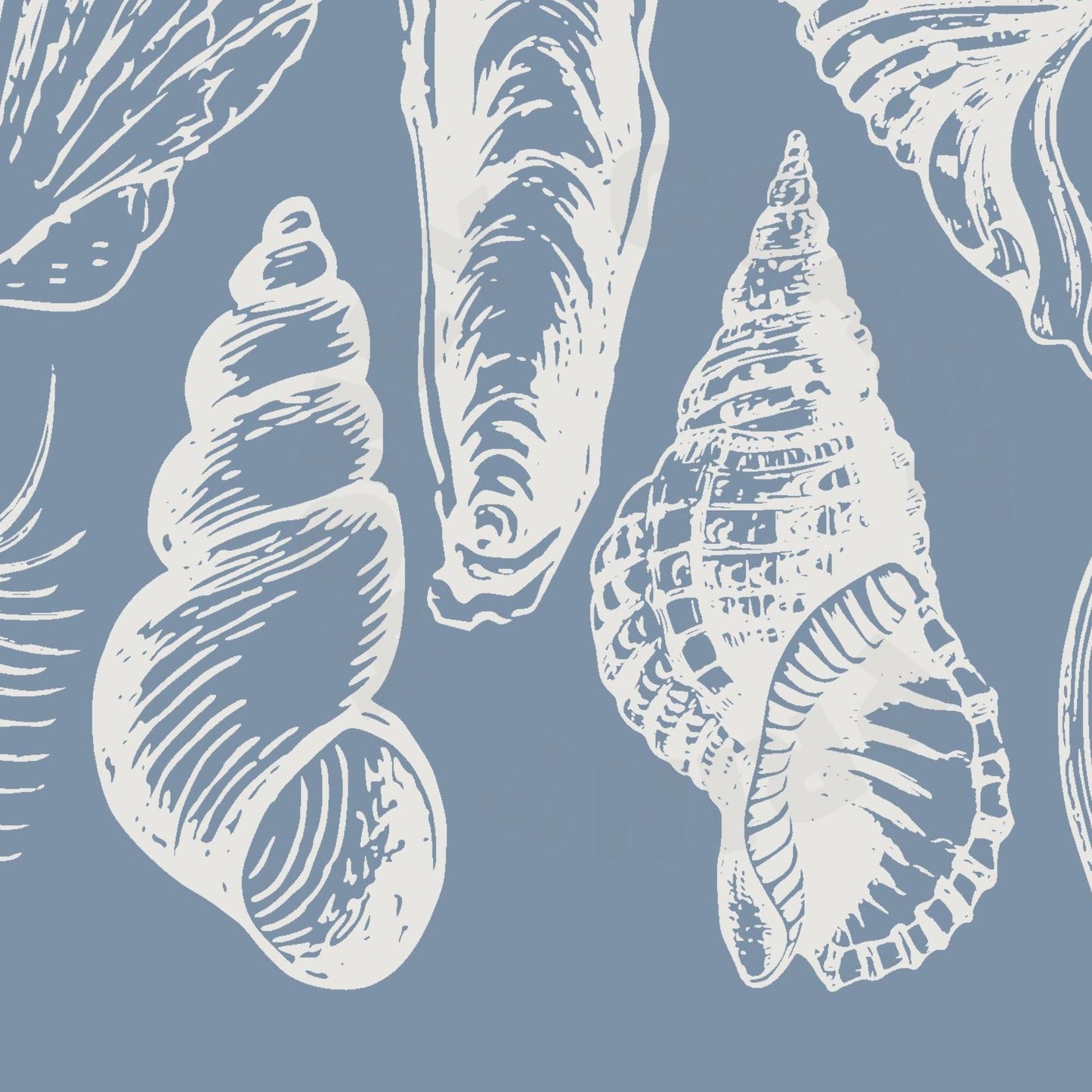 Landscape Coastal Blue Seashells Poster