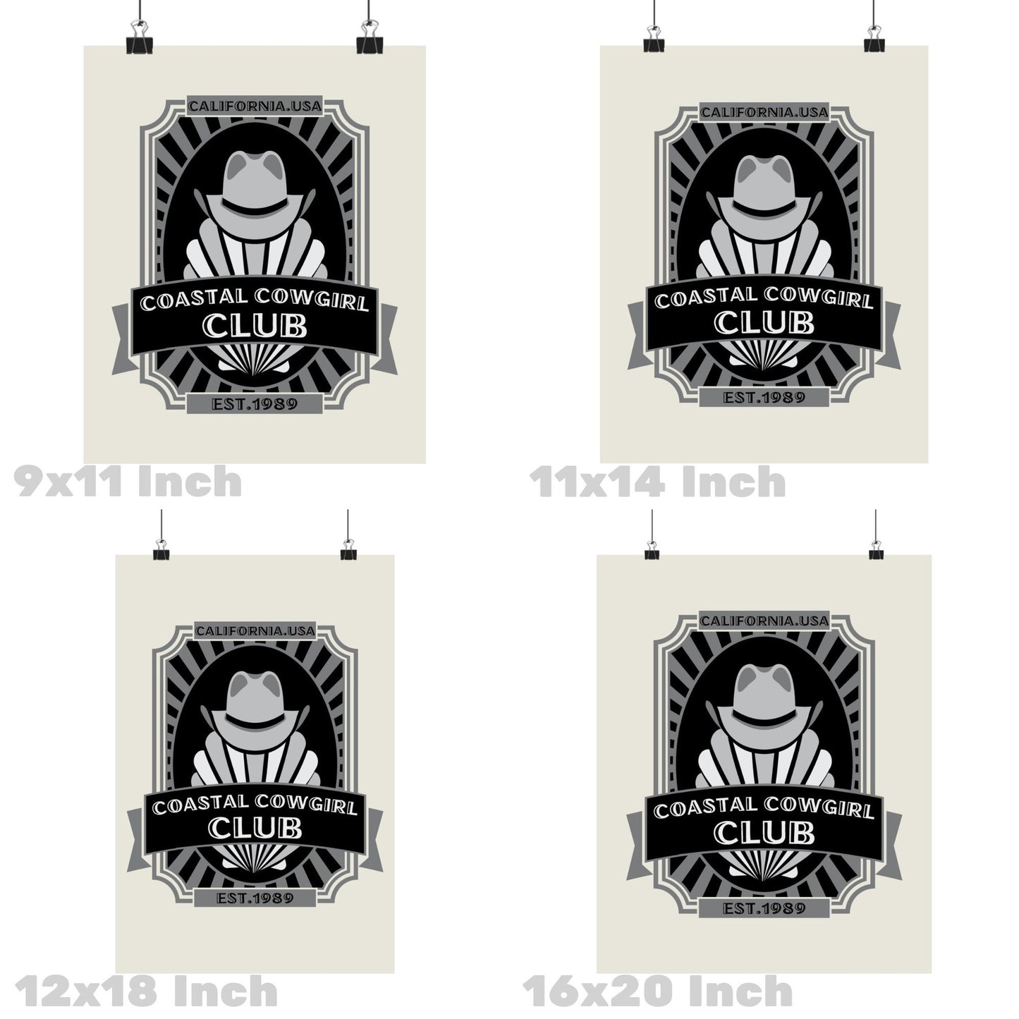 Monotone Coastal Cowgirl Club Poster