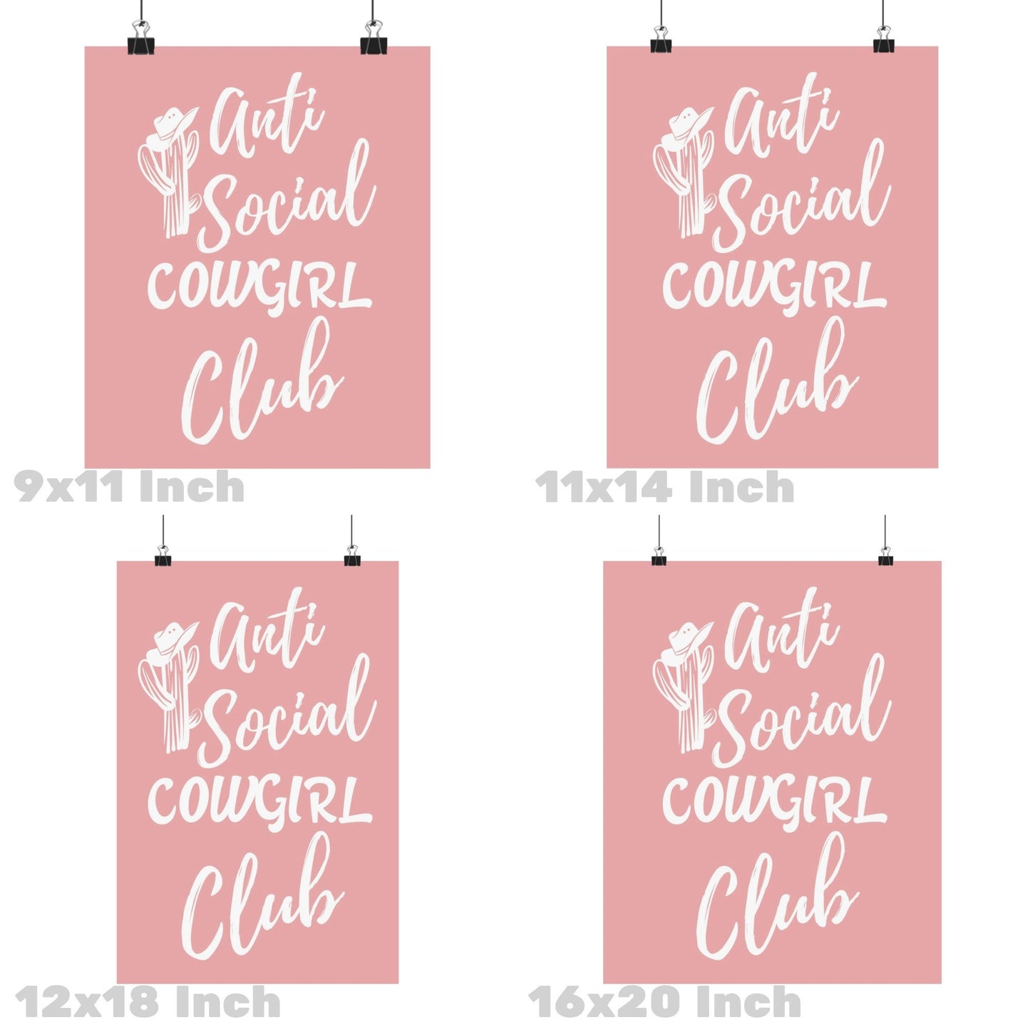 Pink Anti Social Cowgirl Club Poster