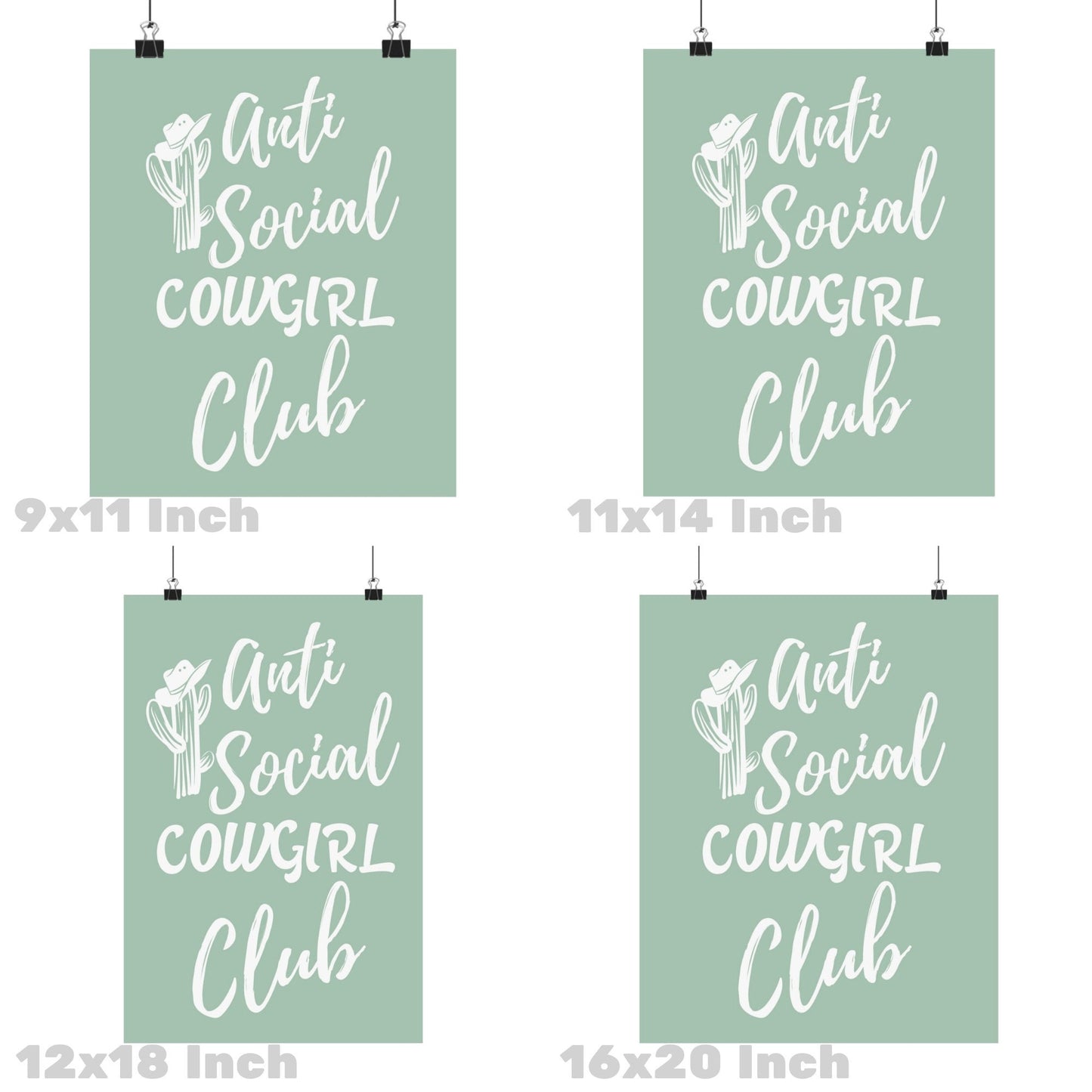 Sage Green Anti Social Cowgirl Club Poster