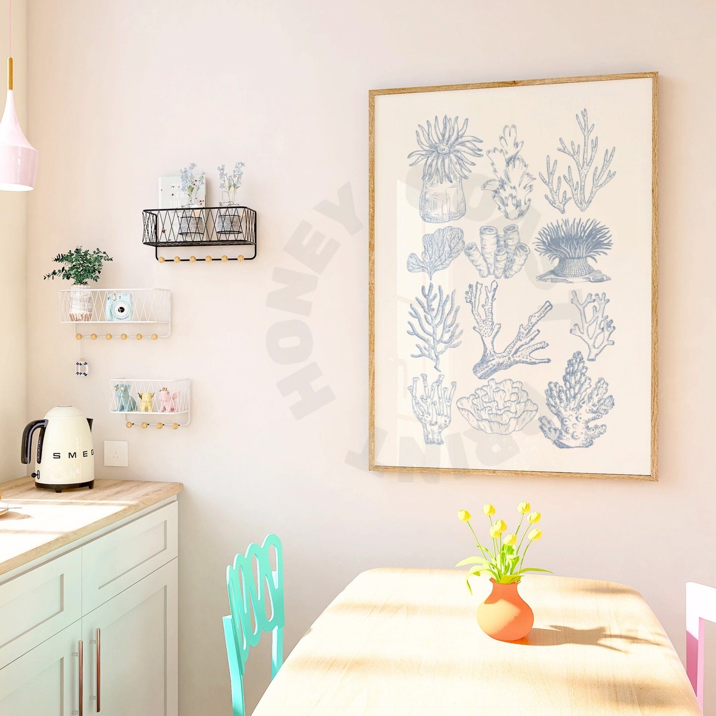 Coastal Blue Corals Digital Prints