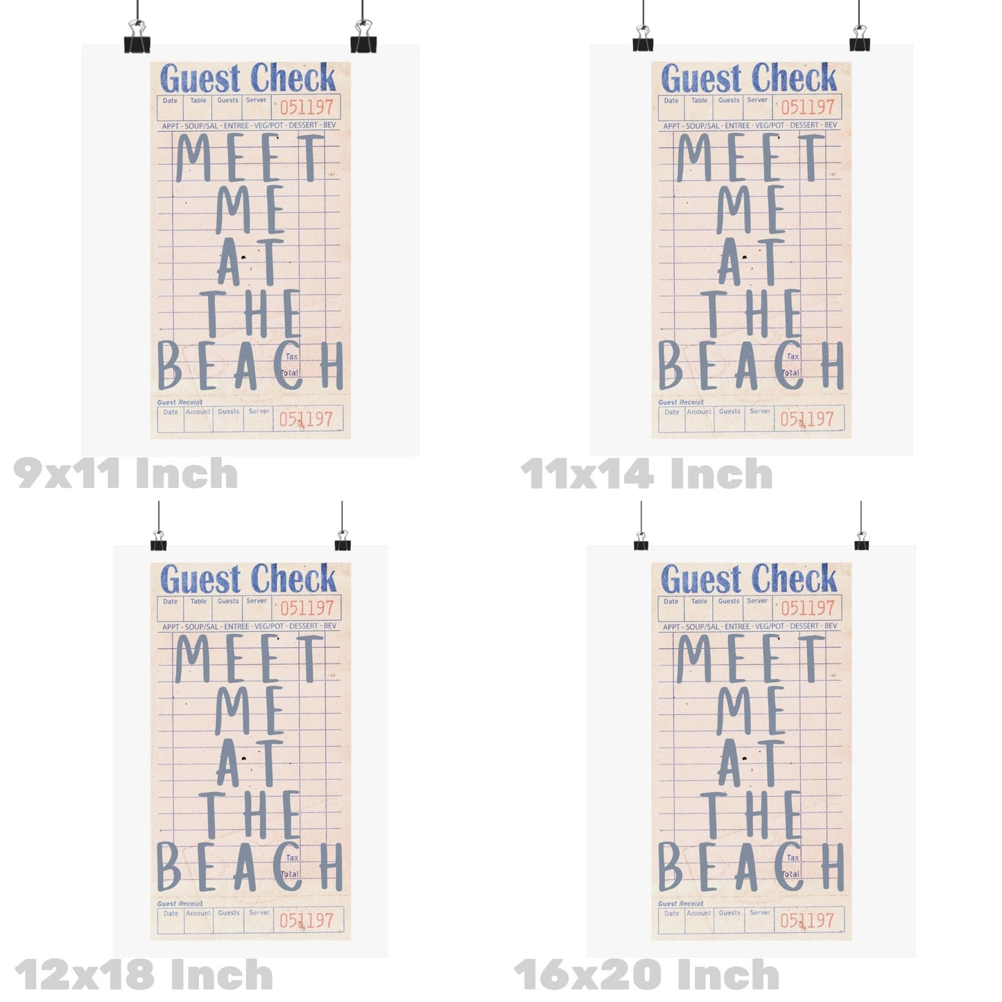 Meet Me At the Beach Guest Check Poster