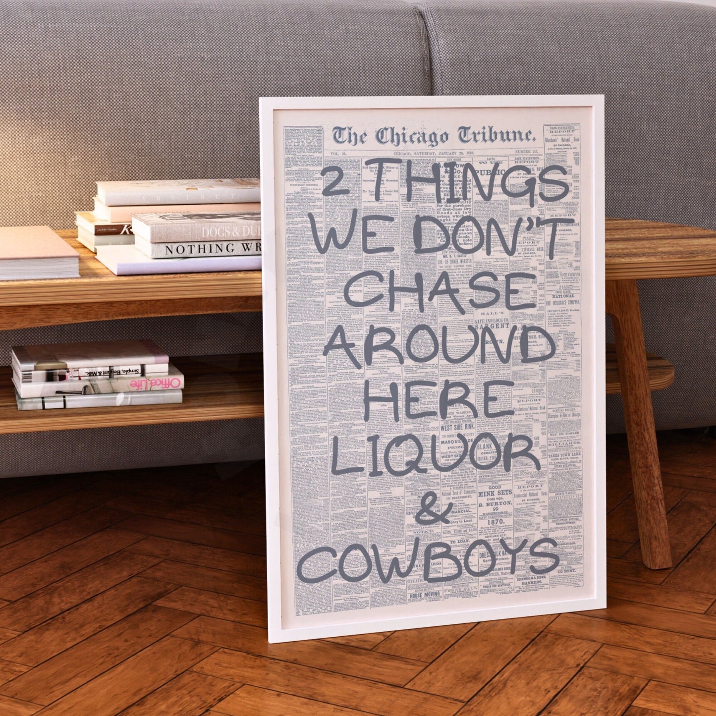 Coastal Blue Liquor & Cowboys Retro Newspaper Digital Prints