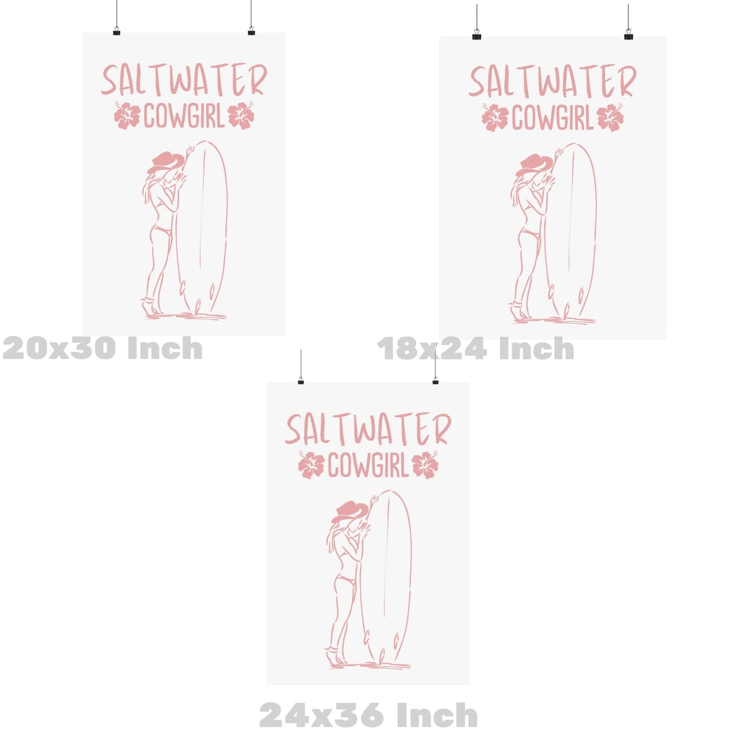 Pink Blue Saltwater Cowgirl Poster