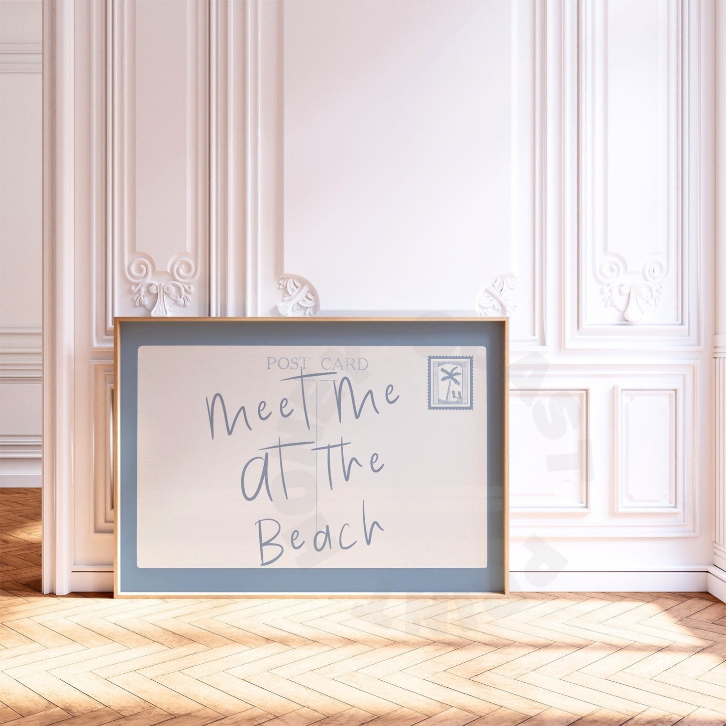 Landscape Coastal Blue Meet Me At The Beach Love Letter Poster