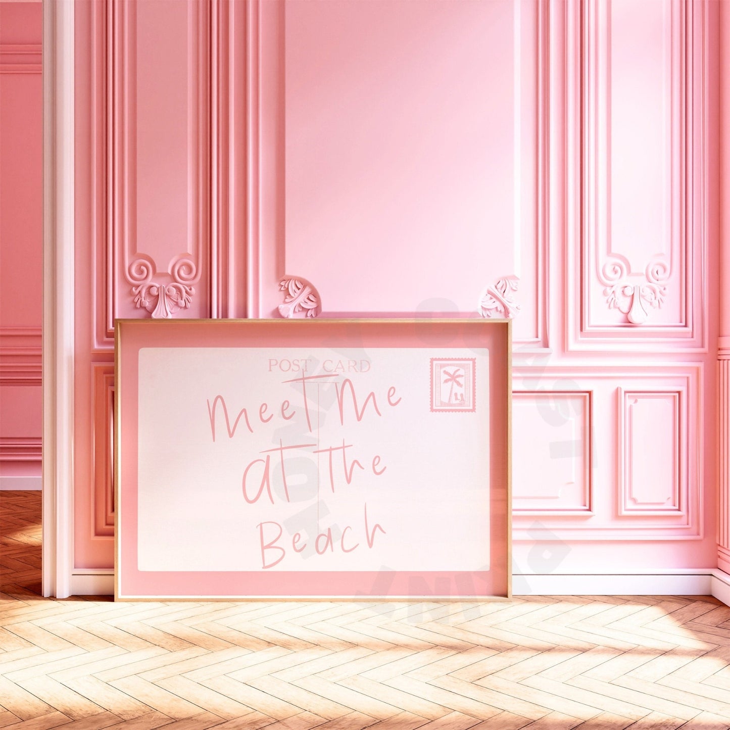 Landscape Pink Meet Me At The Beach Love Letter Poster