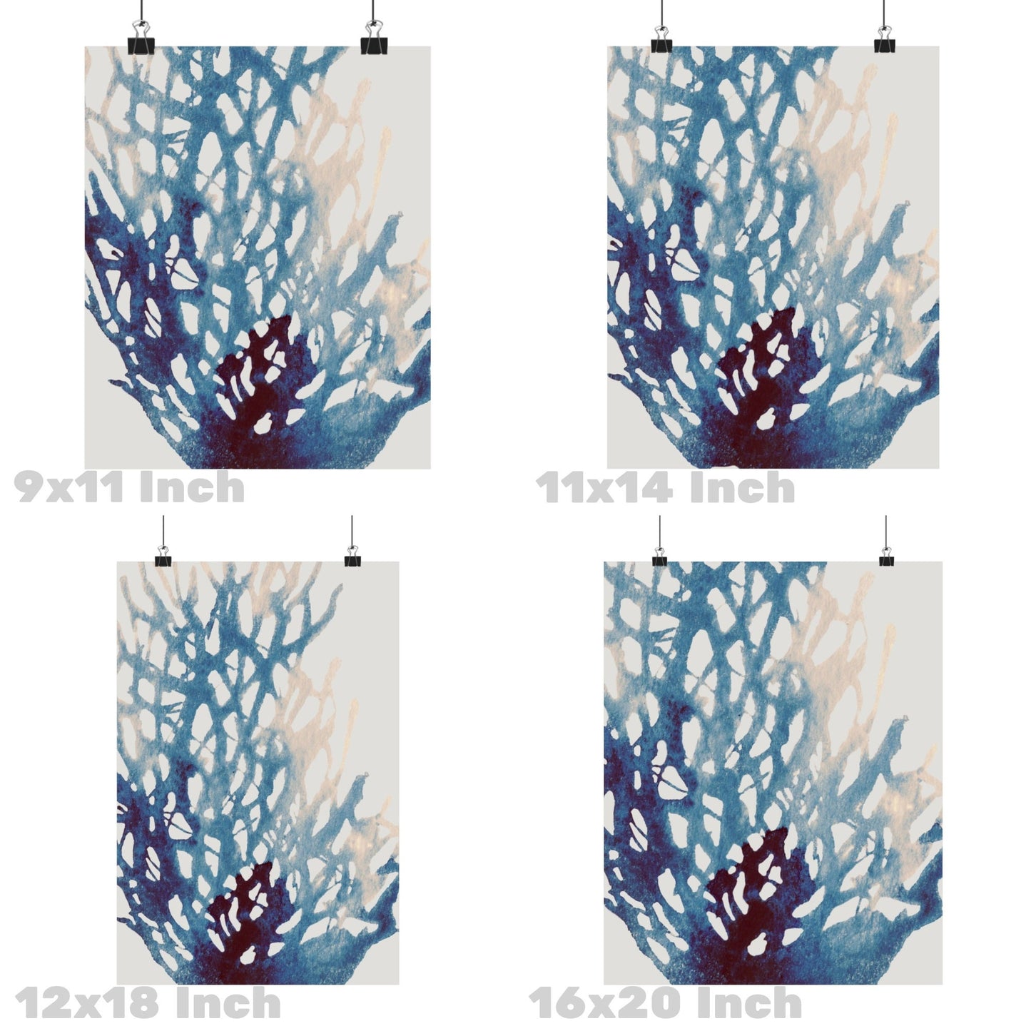 Watercolor Blue Coral Poster