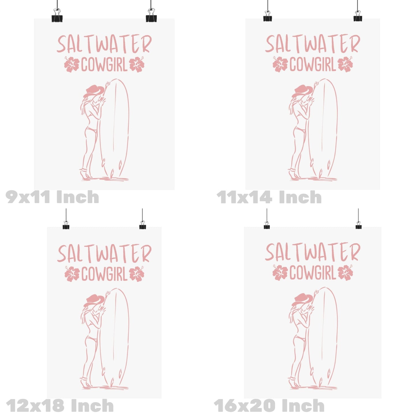 Pink Blue Saltwater Cowgirl Poster