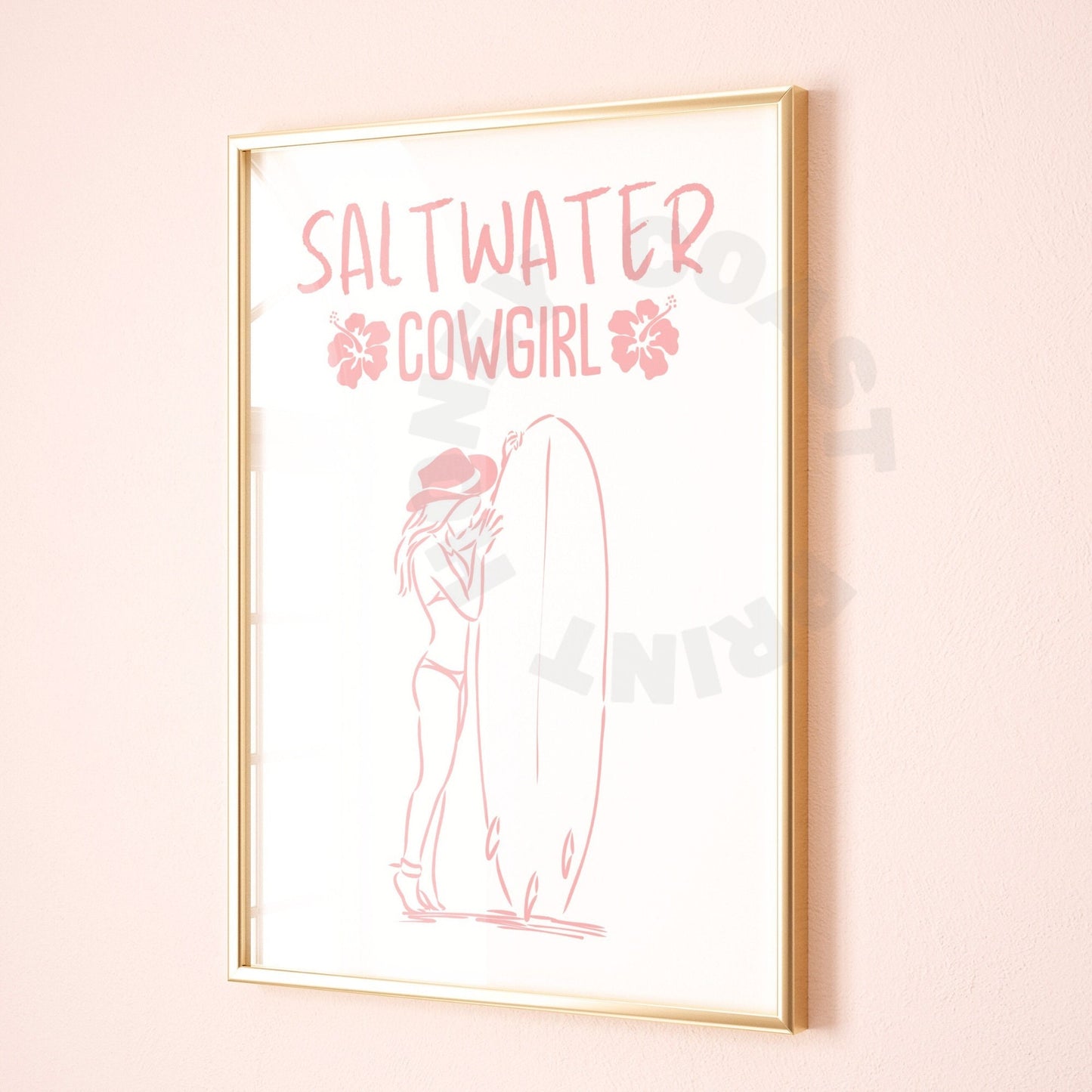 Pink Blue Saltwater Cowgirl Poster
