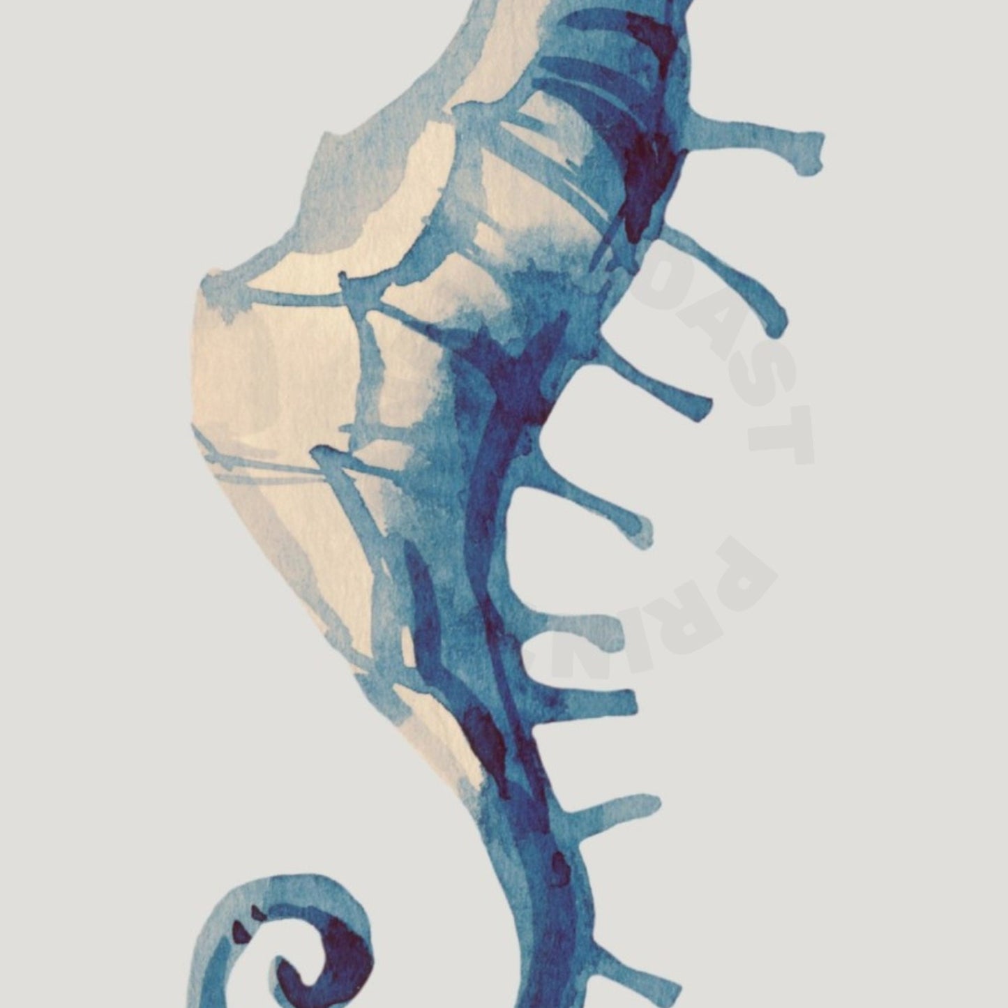 Watercolor Blue Seahorse Poster