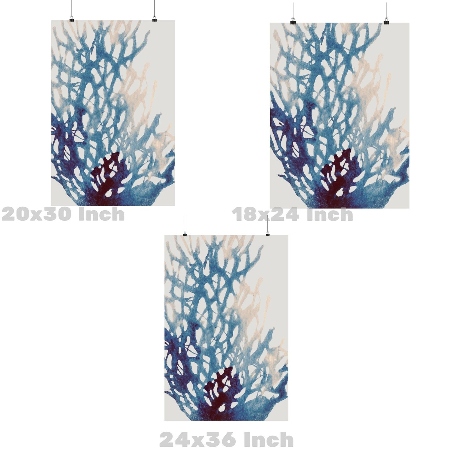 Watercolor Blue Coral Poster
