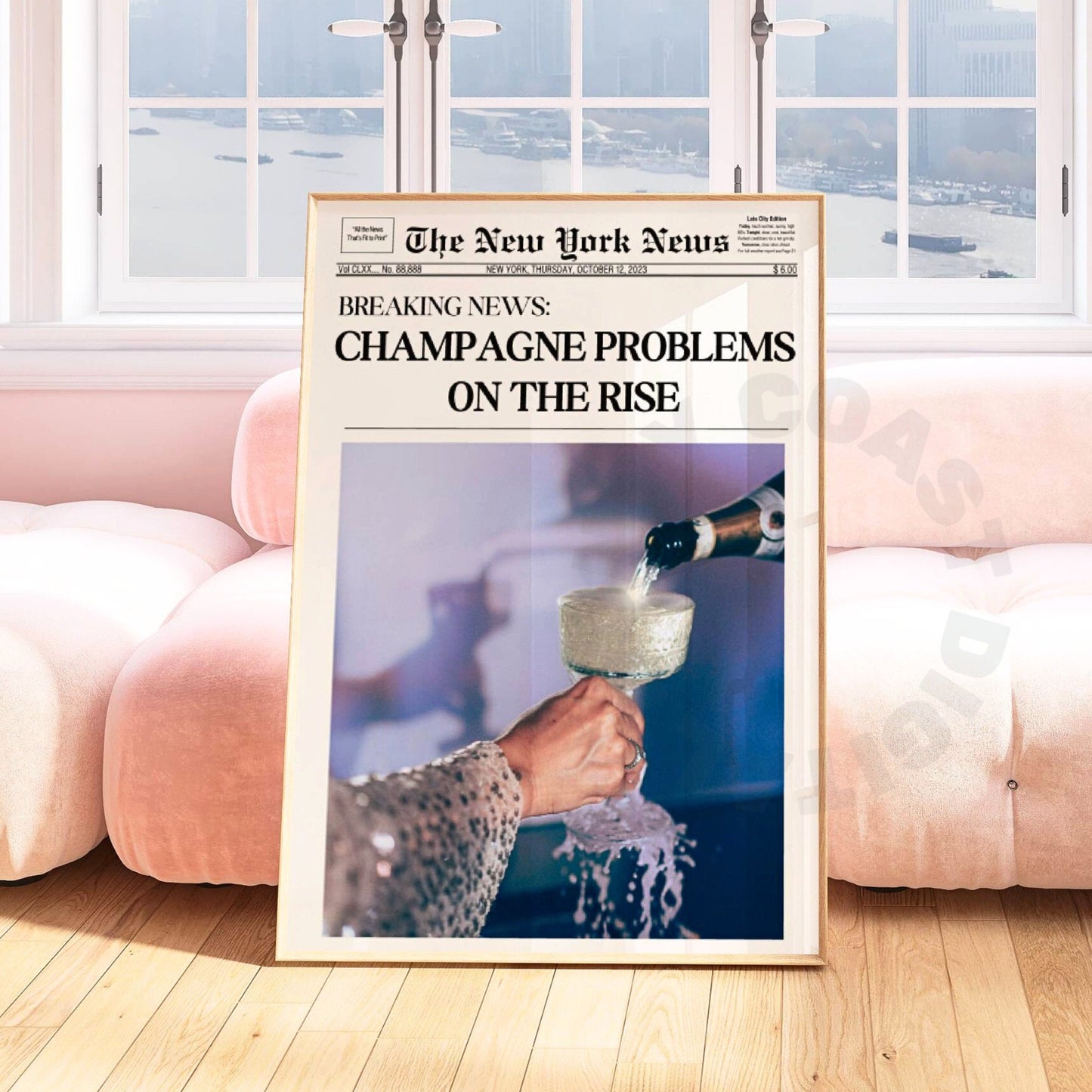 Blue Champagne Problems Newspapers Digital Prints