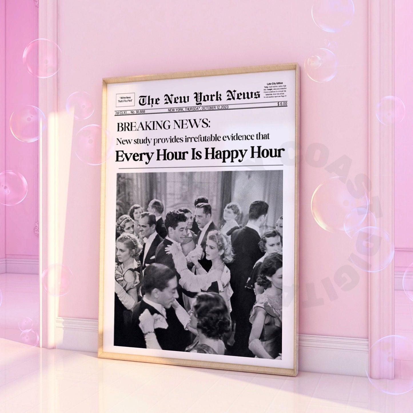 Happy Hour Newspaper Digital Prints