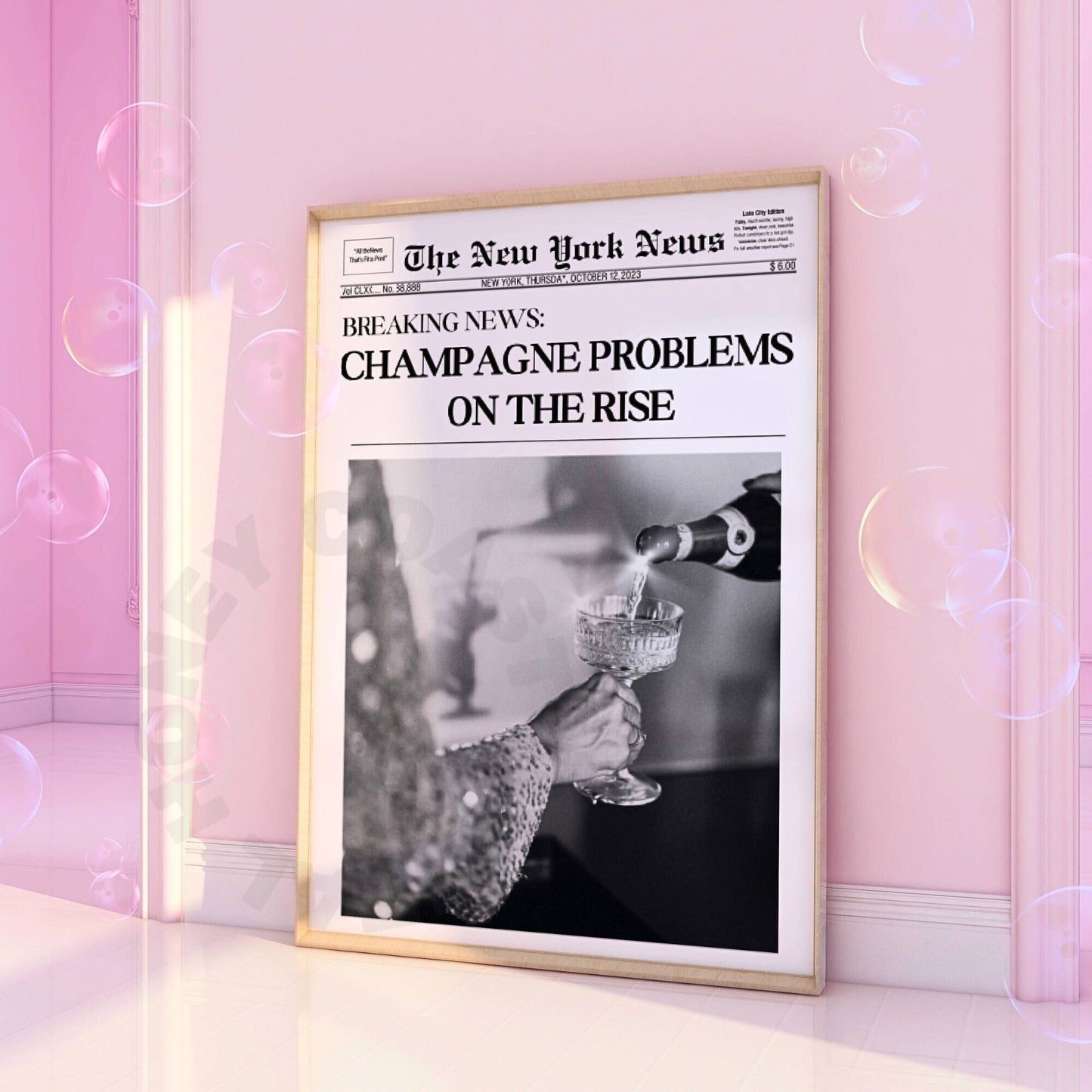 Champagne Problems Newspaper Digital Prints
