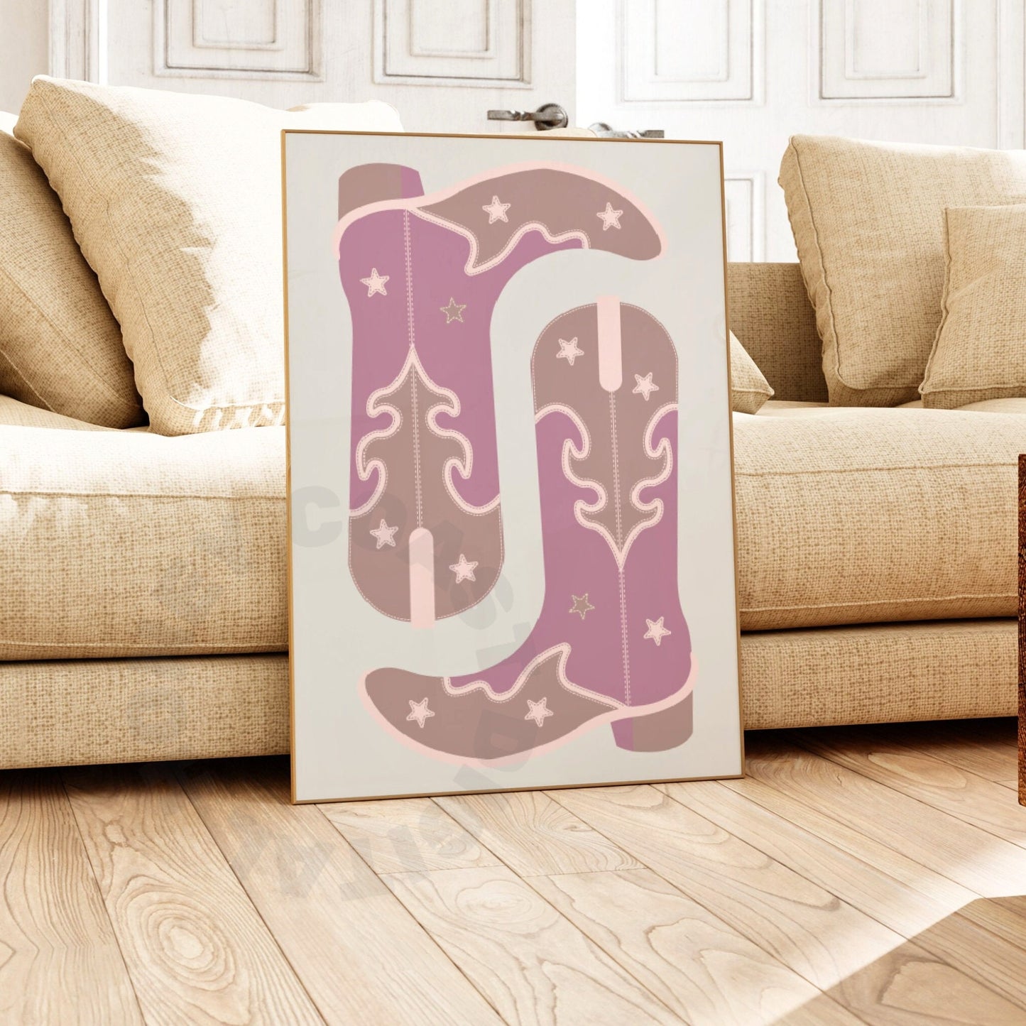 Pink Cowboy Boots Digital Prints