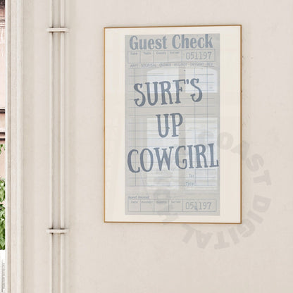 Coastal Blue Surf's Up Cowgirl Guest Check Digital Prints