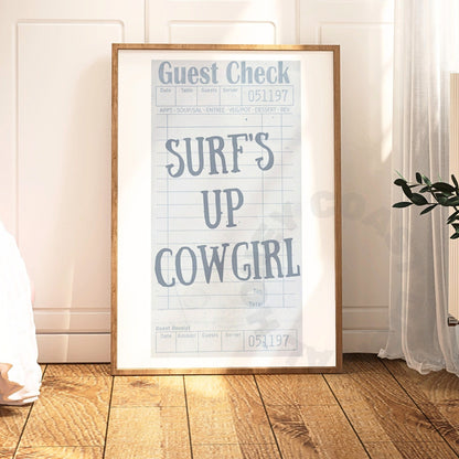 Coastal Blue Surf's Up Cowgirl Guest Check Digital Prints