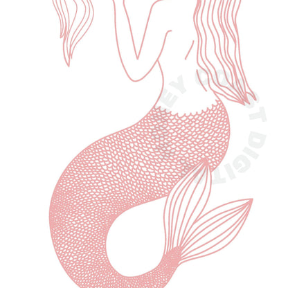 Pink Mermaid Cowgirl Digital Prints