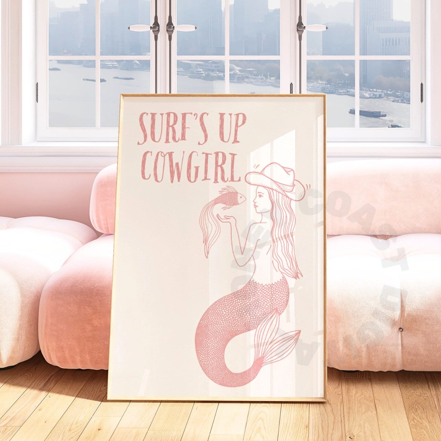 Pink Mermaid Cowgirl Digital Prints