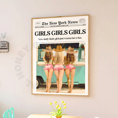 Girls Girls Girls Newspaper Digital Prints