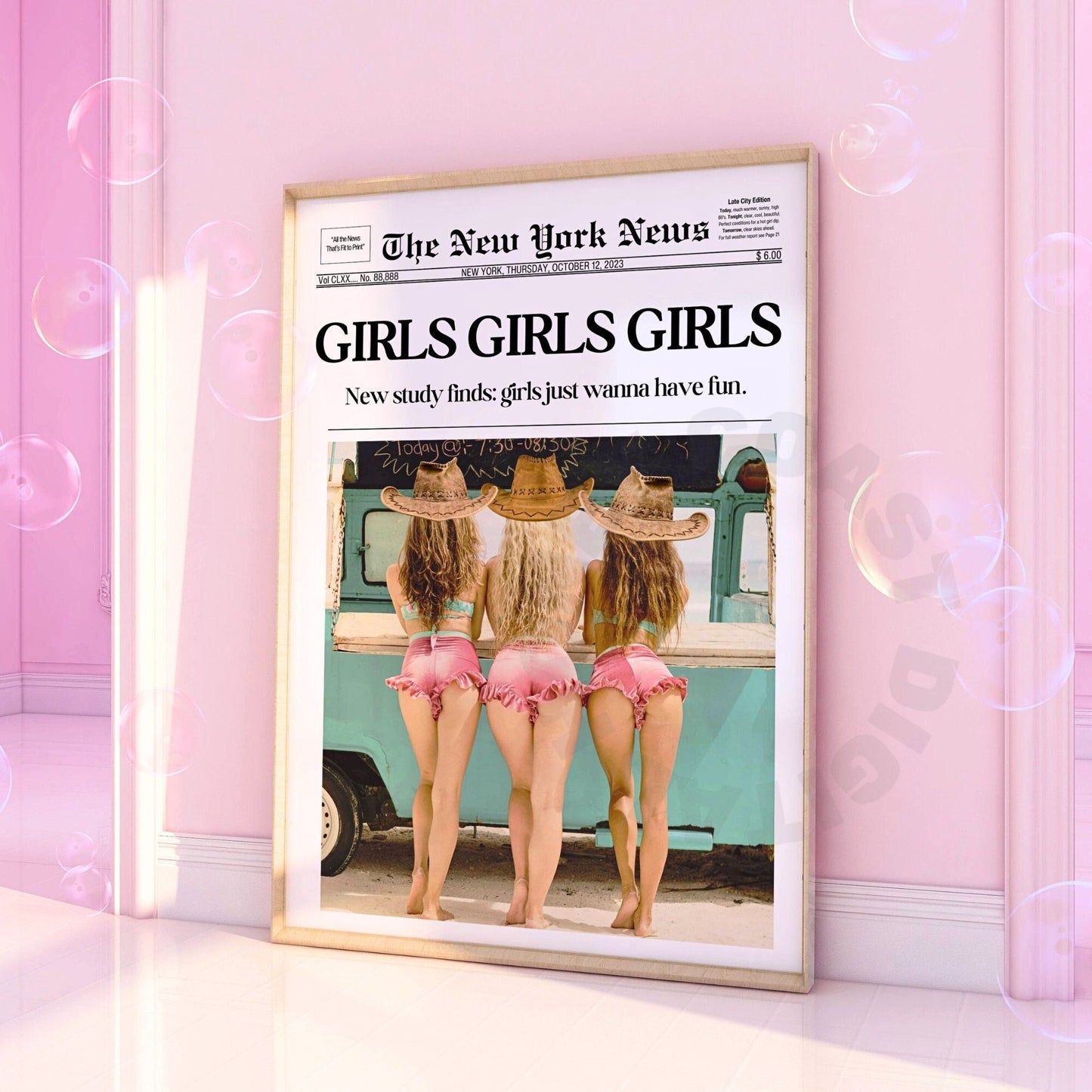 Girls Girls Girls Newspaper Digital Prints