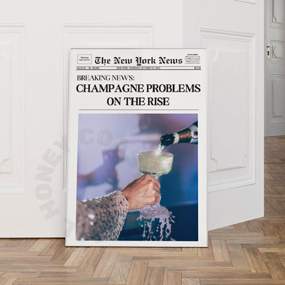 Blue Champagne Problems Newspapers Digital Prints