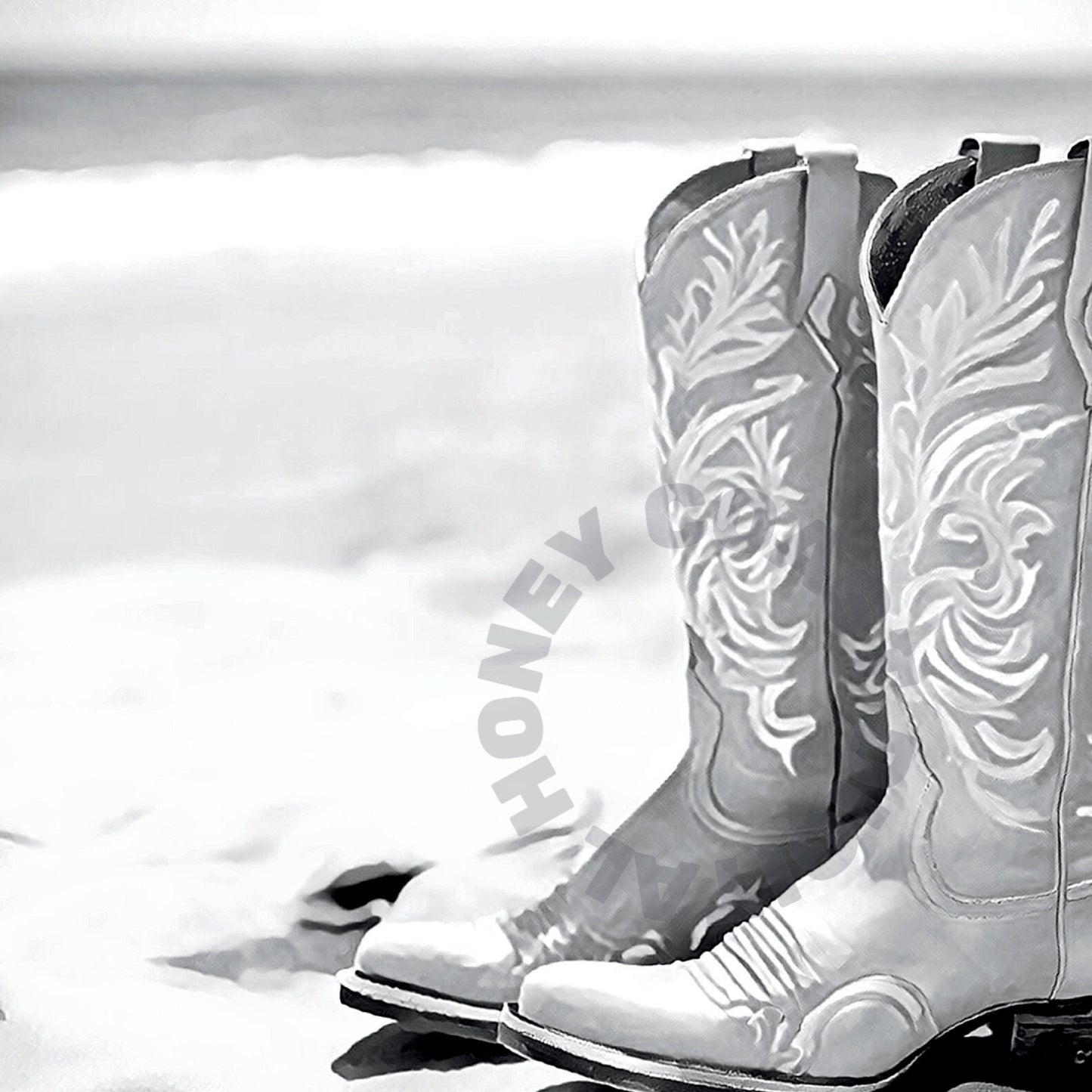 Monotone Coastal Cowgirl Newspapers Digital Prints