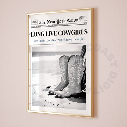 Monotone Coastal Cowgirl Newspapers Digital Prints