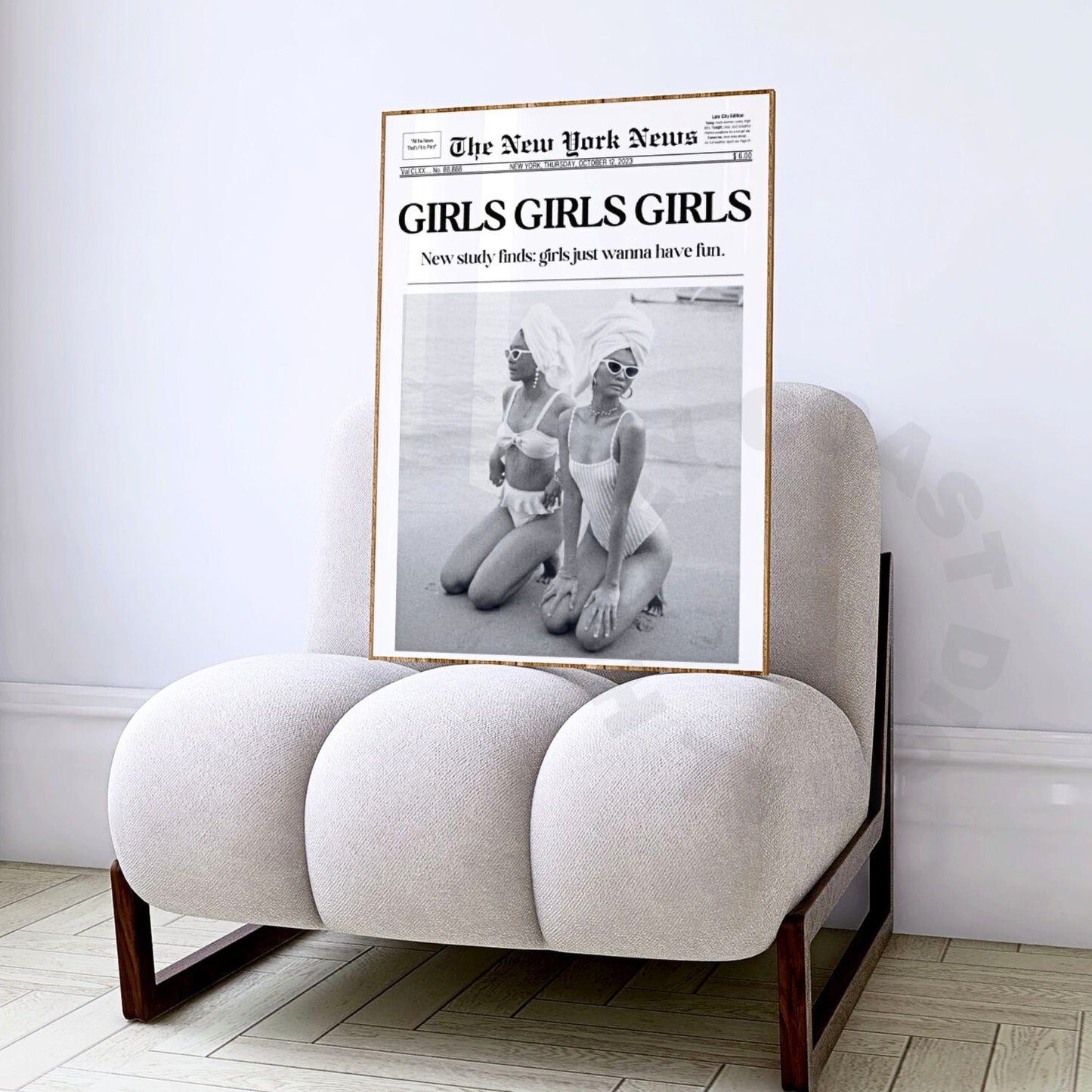 Monotone Girls Girls Girls Newspaper Digital Prints