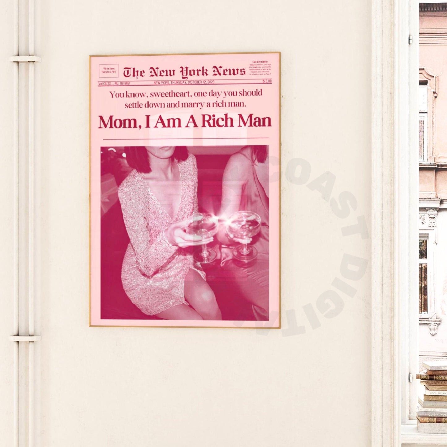Red Mom I Am A Rich Man Newspapers Digital Prints