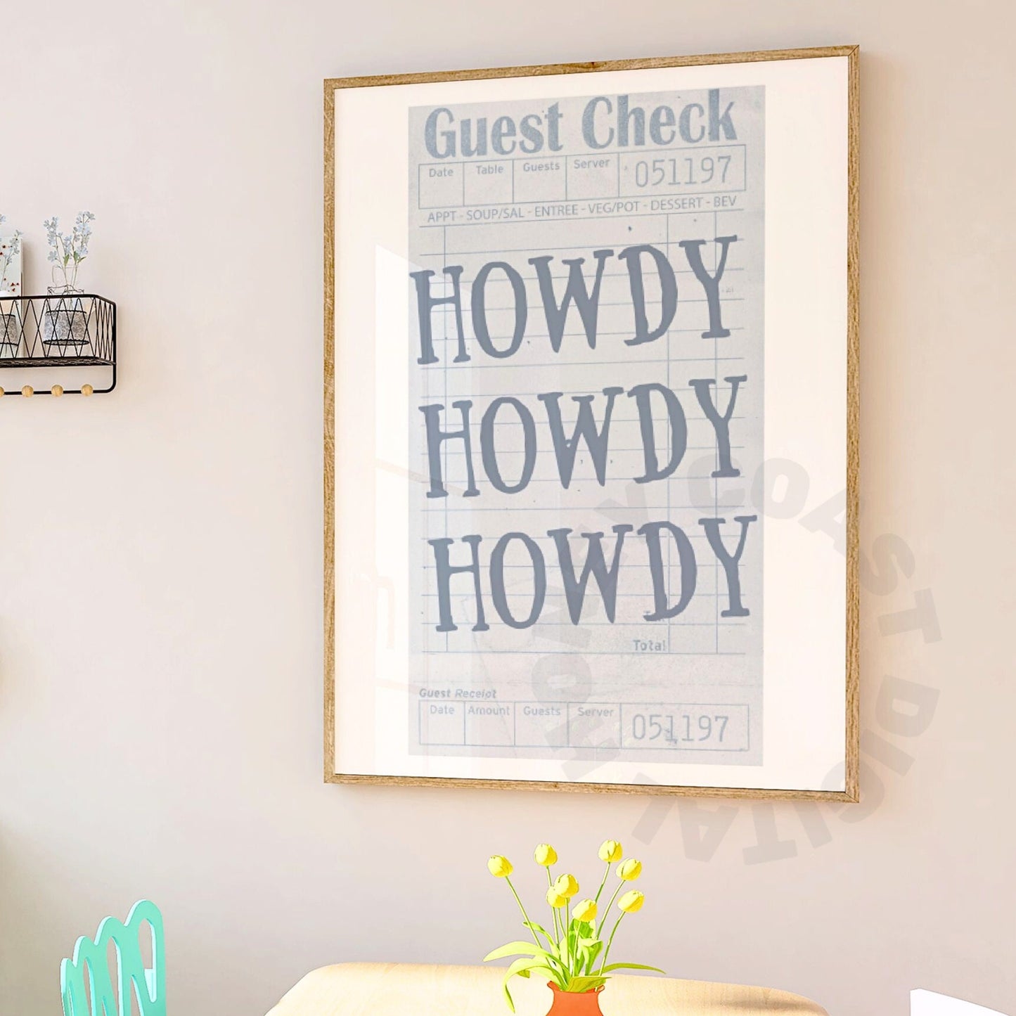 Coastal Blue Howdy Guest Check Digital Prints