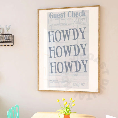 Coastal Blue Howdy Guest Check Digital Prints