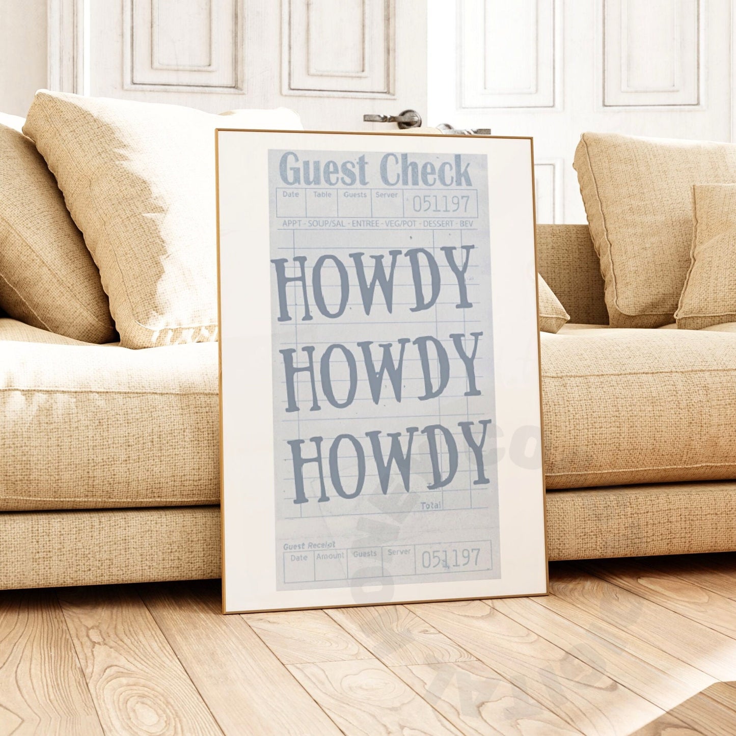 Coastal Blue Howdy Guest Check Digital Prints